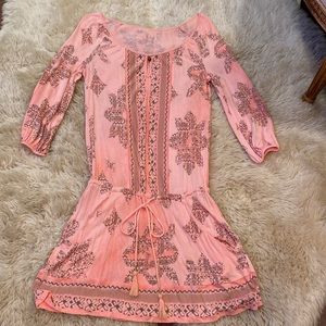 NEW Juicy Couture coral & brown dress w tassels & pockets